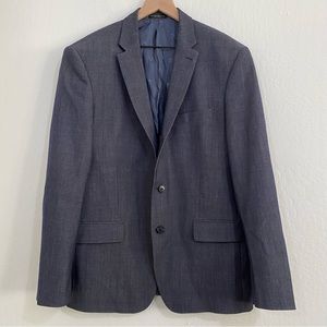 John Varvatos USA Men’s 44R Blue Navy Herringbone 2 Button Blazer Jacket